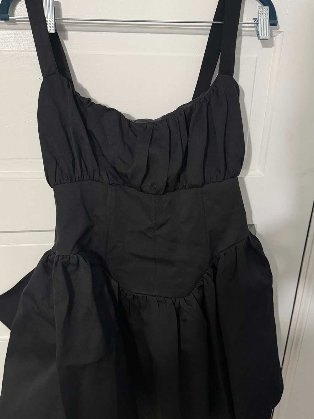 PrettyLittleThing Mini Black Dress With Bow Corset Detail